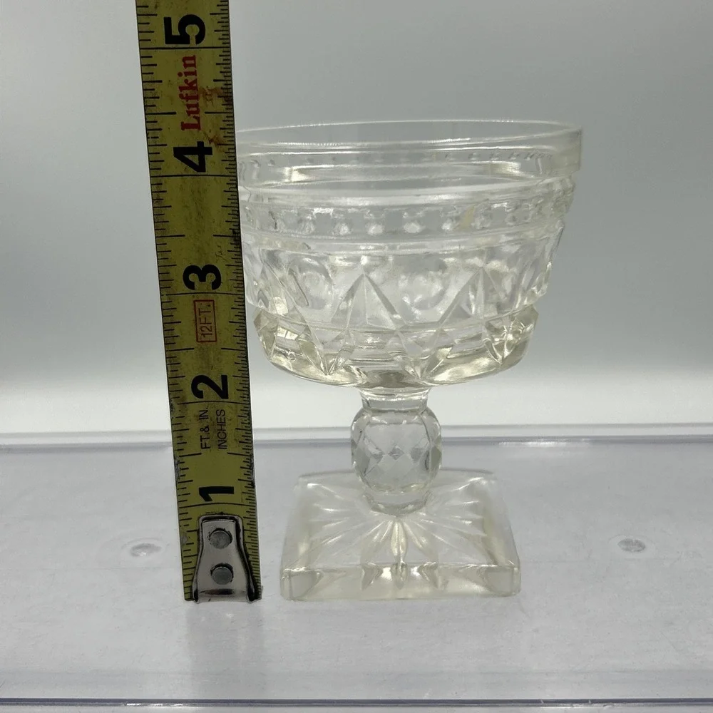 Vtg Indiana Glass Colony Park Lane Clear Footed Dessert Sherbet Cups Set/ 7 MCM